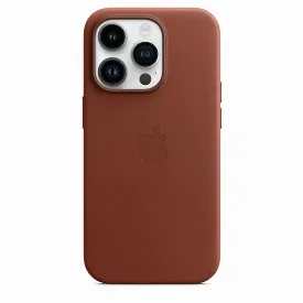 Чехол iPhone 14 Pro Leather Case, Brown, коричневый